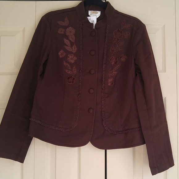 Talbots Floral Applique Blazer Jacket - Picture 3 of 8